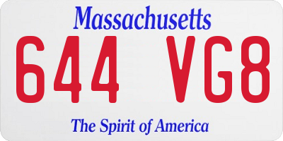MA license plate 644VG8