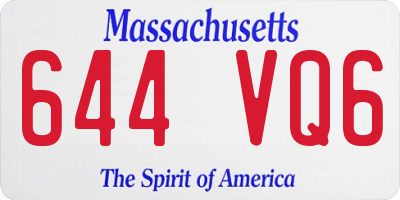 MA license plate 644VQ6