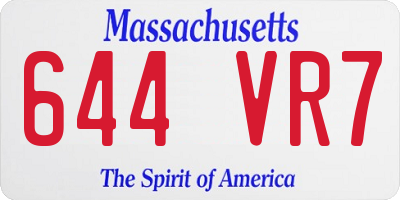 MA license plate 644VR7
