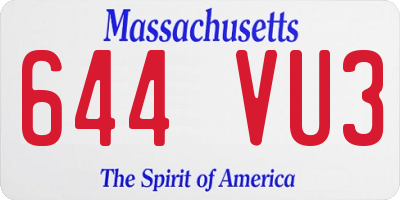 MA license plate 644VU3