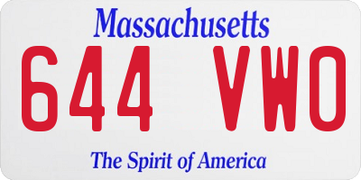 MA license plate 644VW0