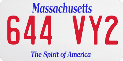 MA license plate 644VY2
