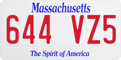 MA license plate 644VZ5