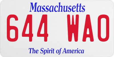 MA license plate 644WA0