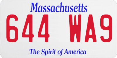 MA license plate 644WA9