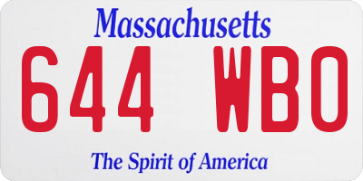 MA license plate 644WB0