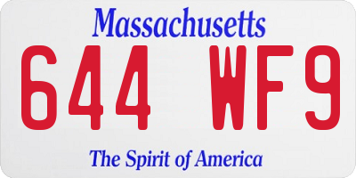 MA license plate 644WF9