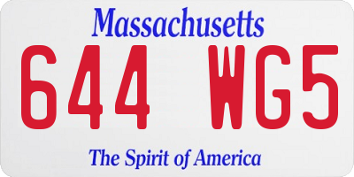 MA license plate 644WG5