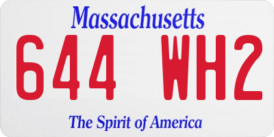 MA license plate 644WH2