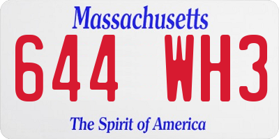 MA license plate 644WH3