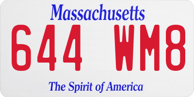 MA license plate 644WM8