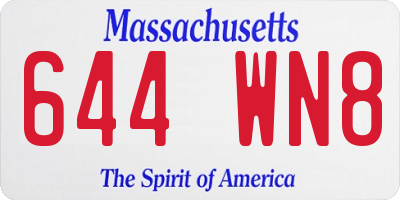 MA license plate 644WN8