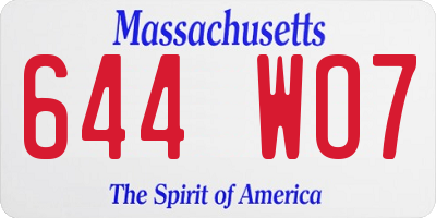 MA license plate 644WO7