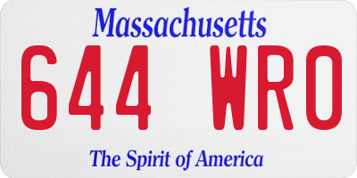 MA license plate 644WR0