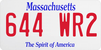 MA license plate 644WR2