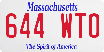 MA license plate 644WT0