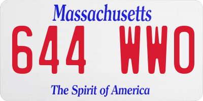 MA license plate 644WW0