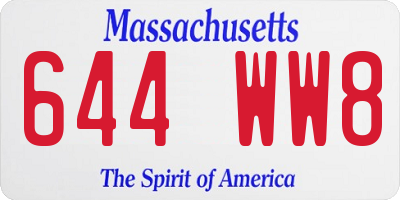 MA license plate 644WW8