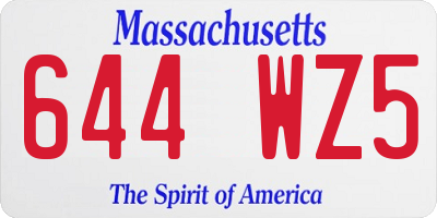 MA license plate 644WZ5
