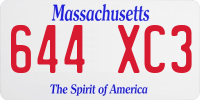 MA license plate 644XC3