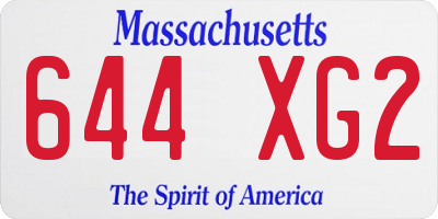 MA license plate 644XG2