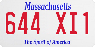 MA license plate 644XI1