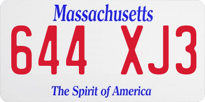 MA license plate 644XJ3