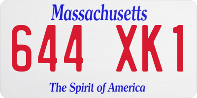 MA license plate 644XK1