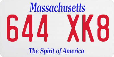 MA license plate 644XK8