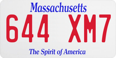 MA license plate 644XM7