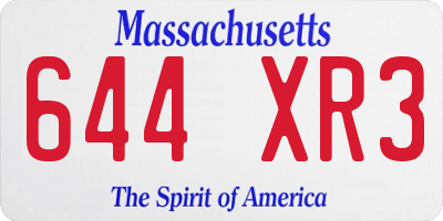 MA license plate 644XR3