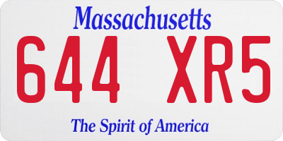 MA license plate 644XR5