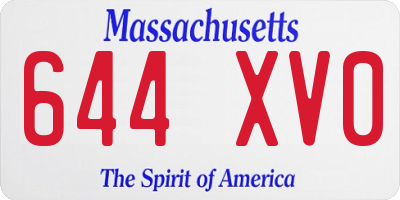 MA license plate 644XV0