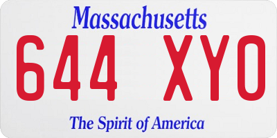 MA license plate 644XY0