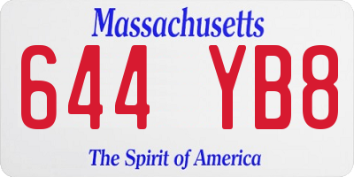 MA license plate 644YB8