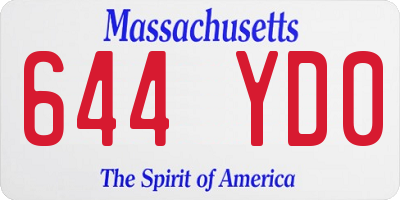 MA license plate 644YD0