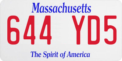 MA license plate 644YD5