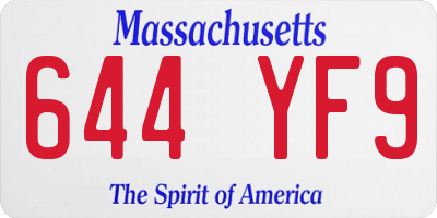 MA license plate 644YF9