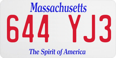 MA license plate 644YJ3