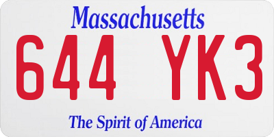 MA license plate 644YK3