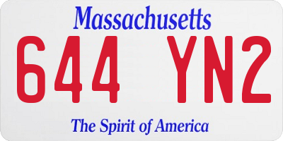 MA license plate 644YN2