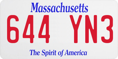 MA license plate 644YN3