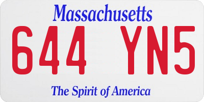 MA license plate 644YN5