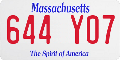 MA license plate 644YO7