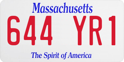 MA license plate 644YR1