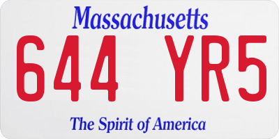 MA license plate 644YR5
