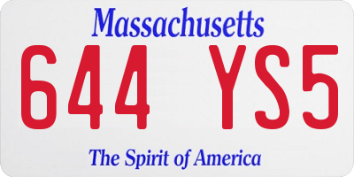 MA license plate 644YS5