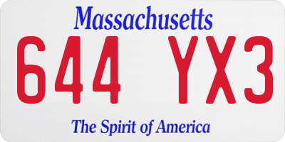 MA license plate 644YX3