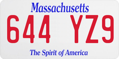 MA license plate 644YZ9