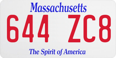 MA license plate 644ZC8
